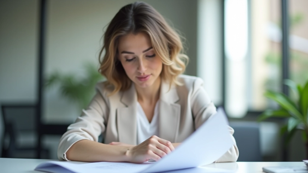 Personne consultant des documents financiers à son bureau